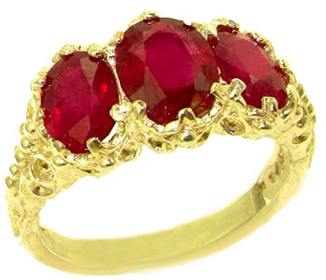 Damen-Ring solide 9 Karat Gold Gelbgold Rubin - Verfügbare Größen : 50 bis 64