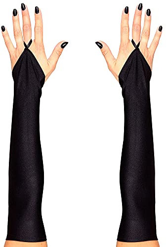 Widmann 00583 - Fingerlose Satinhandschuhe, Schwarz, 20er Jahre, Mottoparty, Karneval