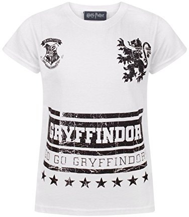 Harry Potter Go Gryffindor Girl's T-Shirt (13-14 Years) White