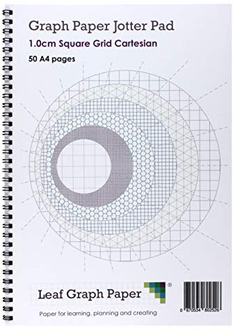 Leaf Graph A4 Graph Paper Book, 10mm (1cm) Squared, 50-Page Wirebound Notebook for School and Office, Blue