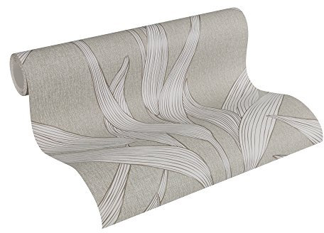 Livingwalls Vliestapete Hygge Tapete mit großen Blättern 10,05 m x 0,53 m braun grau Made in Germany 361231 36123-1