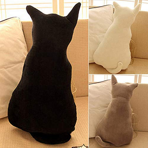 UWOOD 3D Simulation Katze Weiches Spielzeug Rücken-Couch Kissen Auto Stuhl Sofa Deko Kissen Katzenform Spielzeug Schwarz … (Braun)