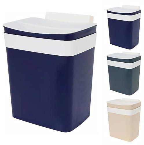 GEEZY Hanging Kitchen Waste Bin With Lid Cupboard Over Door Compost Bin Wall Mounted Rubbish Container Trash Can Garbage Basket for Food Scraps 4L