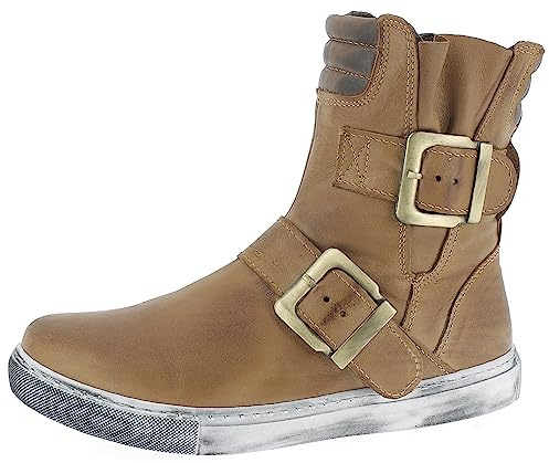 Andrea Conti Damen Stiefelette Leder Boot sportlich Riemen Schnalle 0346833