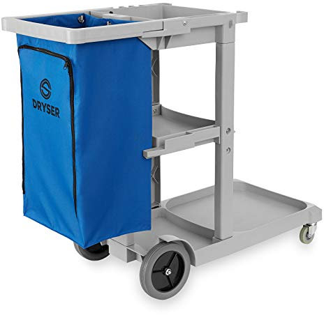 Dryser Reinigungswagen für Hausmeister, auf Rollen, mit Ablagen und Vinyltasche