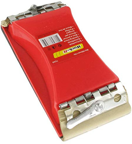 Schleifklotz 85 x 160 mm Set inkl. 10 Schleifblätter mit Klemmvorrichtung | Handschleifer - Handschleifklotz | Schleifpapier | Hand Schleifblock