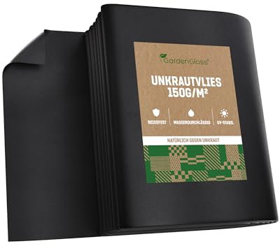 GardenGloss 30m² Toile de Paillage Anti Mauvaises Herbes 150 g/m² Très Épaisse – Géotextile Contre Les Mauvaises Herbes – Perméable à l'eau et Stable aux UV (15m x 2m, Plié)