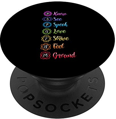 Sieben Chakra Yoga Om PopSockets PopGrip: Ausziehbarer Sockel und Griff für Handys/Tablets mit Tauschbarem Top