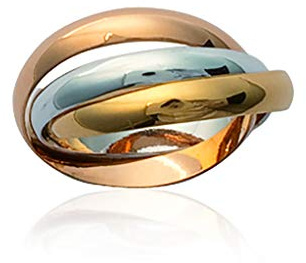 Tata Gisèle Bague 3 Anneaux Entrelacés en Plaqué Or 18 carats (Jaune et Rose) et Argent 925/000 Rhodié - 3 Couleurs - Emballage Cadeau Disponible - Marque Francaise