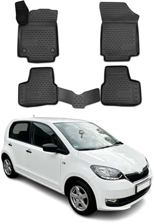 OMAC Fußmatten für Skoda Citigo 2011-2020 TPE 4X Schwarz | Gummimatten, Automatten, Allwetter, fahrzeugspezifisches Produkt, Antirutsch, 3D-Passform, wasserdicht