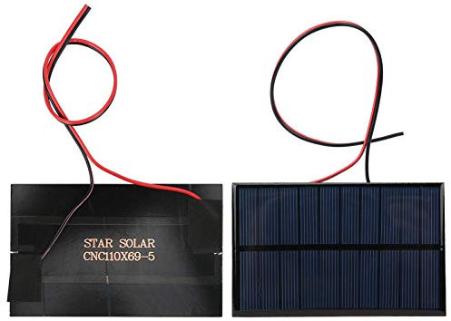 2 Pezzi Micro Mini Celle Solari 5V 250mA 1.25W 110x69mm Pannelli Solari per Progetti Fai Te, Giocattoli e Caricabatterie per la Casa