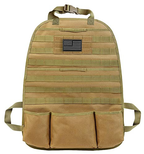 MEQI Auto-Rückenlehnen-Organizer, universeller taktischer Molle-Fahrzeugverkleidungsschutz mit mehreren Taschen für LKW, SUV, MPV, Limousine, Van