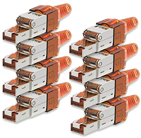 8 Stück Netzwerkstecker Cat 7 werkzeuglos CAT7 CAT7A RJ45 LAN UTP Kabel Stecker ohne Werkzeug werkzeugfrei CAT6a CAT6 CAT5 Verlegekabel Patchkabel Netzwerkkabel Toolless Modular Plug Connector