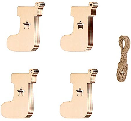 20 Ornamenti Natalizi in Legno a Forma di Fette, Palline Con Spago per Fai Da Te, Decorazioni Da Appendere All'Albero di Natale e Capodanno