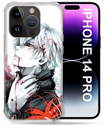 Cokitec Schutzhülle für iPhone 14 Pro (6.1), Manga Tokyo Ghoul Kaneki, Weiß