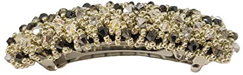 IohanaSchmuck Damen französische Haarspange Haarschmuck Haarklammer Kollektion Magic Carpet Schwarz-Silber mit hochwertigen Marken Kristalle, Länge 8cm oder 9,5cm, handmade, eigene Herstellung