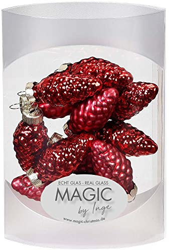 MAGIC 12 Zapfen 4,5 cm Glas Weihnachtsschmuck Weihnachtsdeko Christbaumkugeln Christbaumschmuck 45mm (Chianti // Bordeaux)