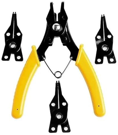 4 IN 1 Multifunktionale Snap Ring Zange Multi Werkzeuge Multi Crimp Werkzeug, Locking Crimp Halte Schalthebel Spitze Werkzeug, sicherungsring Snap Winkel Installation Für Werkstatt Diy (Gelb)