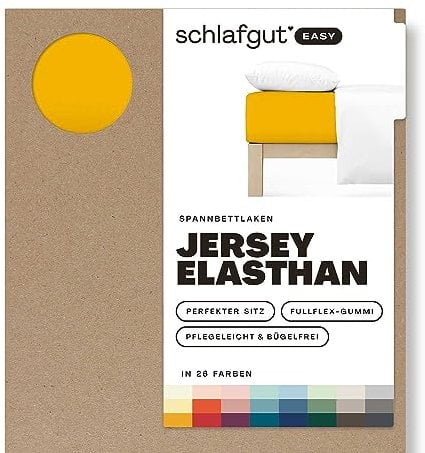 Schlafgut Easy Jersey Elasthan Spannbettlaken 180x200 bis 200x220 Yellow Deep, Spannbetttuch aus superweicher Baumwolle mit Elasthan