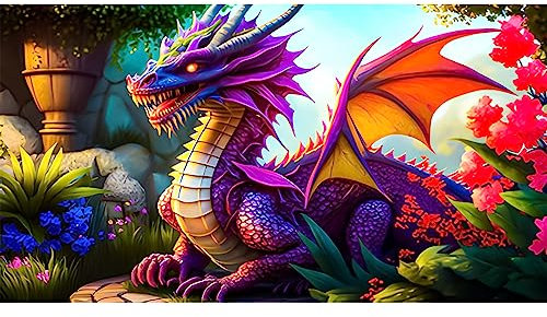 QENSPE 5D Diamond Painting Drache, Groß 70x40cm Diamant Painting Bilder Bunter Drache Diamond Art Erwachsene Full DIY Diamant Kunst Malerei Stickerei Set Kreuzstich Bilder Home Wand Dekor