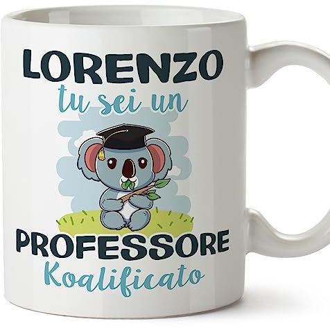 Mugffins Tazza Personalizzata in ceramica per PROFESSORE uomo 11 oz / 350 ml - In italiano - Koalificati Personalizzati - Idea regalo per compleanno, anniversario, natale, laurea