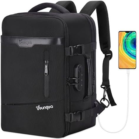 YOUNGOA Handgepäck 40x20x25 Reiserucksack Reisetasche für Ryanair Flugzeug mit LaptopFach 20L YG063 Schwarz