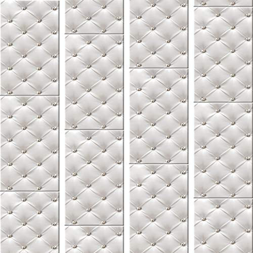 murando PREMIUM PURO Tapete Realistische Tapete ohne Rapport und Versatz 10m Vlies Tapetenrolle Wandtapete modern design Fototapete Leder Diamant weiß f-C-0108-j-a