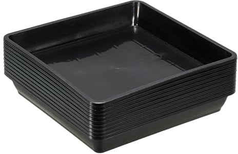 PATIKIL Plant Saucers 6 Inch, 10 Pack Square Plastic Flower Pot Thicker Plants Drip Trays for Indoor Outdoor Garden Potted, Black