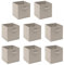 8 PCS Folding Collapsible Storage Cube Boxes for Kids Toy Clothes with Handle, Foldable Kids Canvas Unit Cube Organiser Basket Bin for Nursery Children Bedroom Wardrobe (Pack of 8, Beige)