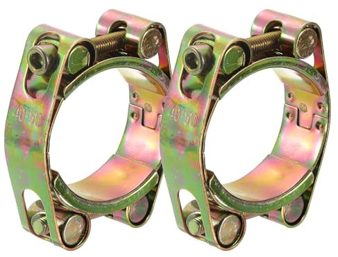 sourcing map 2Pcs T-Bolt Hose Clamps, 40-50mm/1.57-1.97 ID Range, Carbon Steel Radiator Hose Clamp Intake Clamp for Truck Exhaust