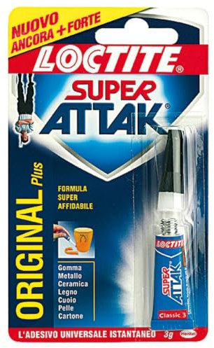Tubetto di colla, 3 grammi, per gomma, metallo, ceramica, legno, cuoio, pelle e molti tipi di plastica - Super Attak Original Plus