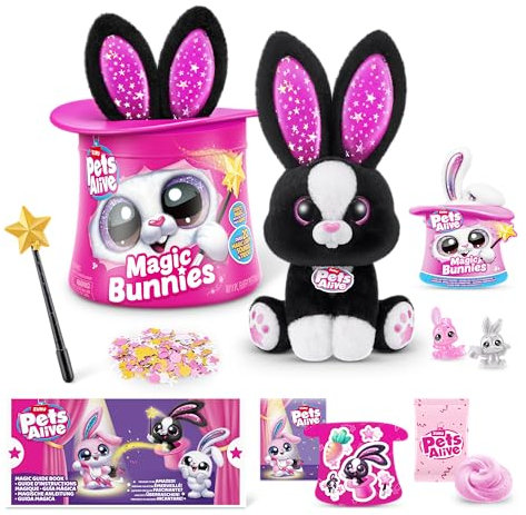 Pets Alive Magic Bunnies di ZURU Peluche magico elettronico e interattivo a sorpresa (Black Bunny)