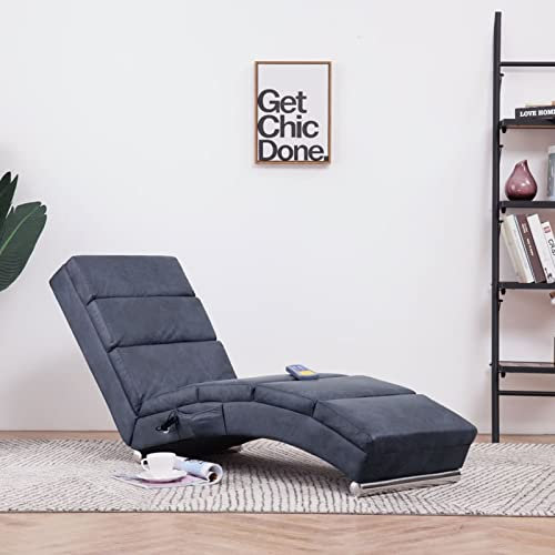 ARKEM Massage Chaiselongue Grau Wildleder-Optik Indoor Lounge Sofa,gepolsterte Recamiere für Wohnzimmer, Schlafzimmer und Büro
