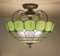 Yjmgrowing Deckenleuchten im Vintage-Tiffany-Stil 16-Zoll-Deckenlampe aus mediterranem Buntglas Traditionelle einfache Deckenleuchte für Schlafzimmer, Wohnzimmer, Flur, Foyer,Grün