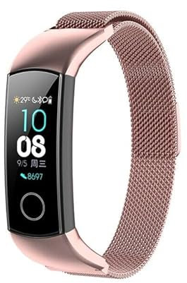 Panda Bobo Per Huawei Honor Band 4/5 Cinturino in Metallo Orologio Da Polso Sostituzione Milanese Metallo Sport Watch Band Strap, Rosa