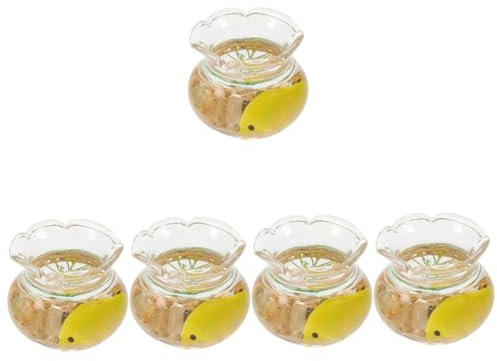 UPKOCH 5stücke Miniatur Goldfisch Tank Modell Dollhouse Accessoire Runder Aquarium Für Puppenhaus Und Kleine Räume Zufällige Farbwahl Für Miniatur-gärten Und Lebendige Szenerien