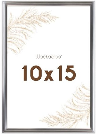 Wackadoo Bilderrahmen 10x15 Silber Fotowand Fotorahmen aus leichtem Kunststoff mit Glas Picture frame Poster