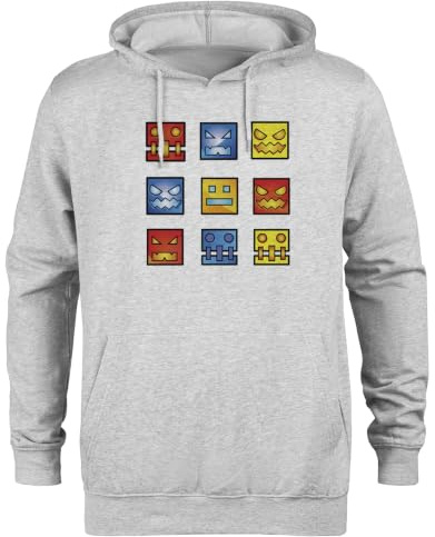 Geometrie Dash Symbol Gesicht Grauer Kapuzenpullover Unisex Hoodie