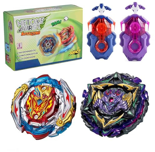 Netoke Gyros Turbo Set, 4D Metall Fusion Kampf Kreisel, Mit Battling Top Launcher, Geschenk-Sets,(B-201+B-175)
