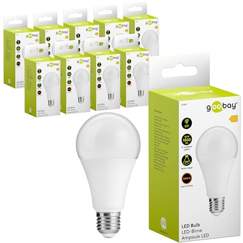 goobay 74112 E27 LED Birne 15 Watt/LED Birne für E27 Fassungen/Warmweiß Lampe/Energiesparende Birne/Mattierte LED Birne/LED Leuchtmittel/Ersatz für Glühbirne/Weiß / 10 Stück