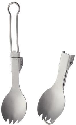 Folding Spoon, Portable Reusable Folding Fork Foldable Titanium Spoon Spork Fork for Outdoor Travel, Camping, Backpacking, Hiking, Picnic, and Home Use (Spork)