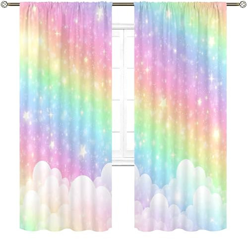 Regenbogen Kinder Pastell Mädchen Cartoon Niedlich Wohnzimmer Schlafzimmer Fenster Vorhänge