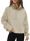 Famulily Frauen Langarm Sport Sweatshirt Loose Fit Half Zip Cropped Pullover Sweatshirts Revers Herbst Outfits Beige L