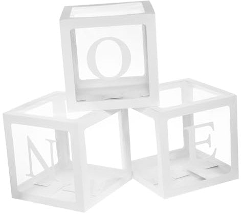 ibasenice 1satz Geburtstag Ballonboxen Mit Buchstaben-muster Weiße Deko-boxen Für Shower Und Geburtstagsfeiern Party-requisiten Ohne Ballons