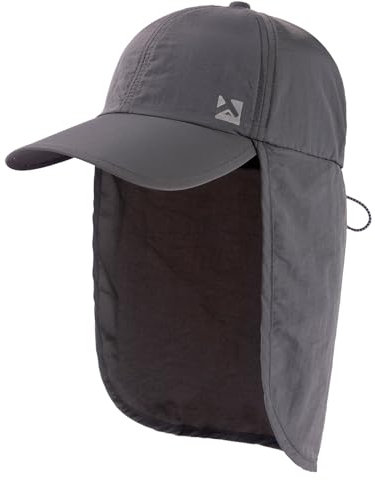 TOP-EX XL/XXL wasserdichte Baseball Cap Herren mit Nackenklappe UPF 50 Sonnenhüte Damen, Faltbar Sommerhüte Safari Wandern Outdoor-Hut Atmungsaktiv Verstellbar Dunkelgrau L/XL