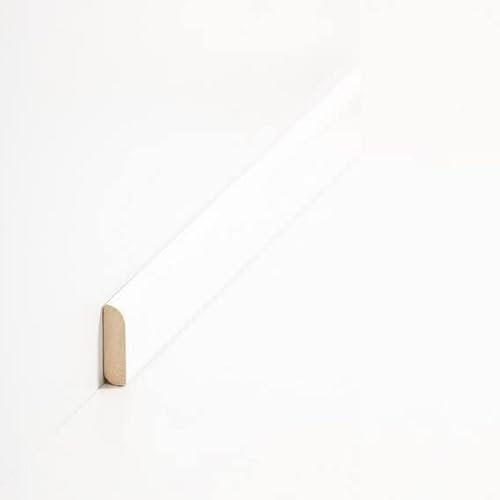 PROVISTON Lot de 5 baguettes de recouvrement en bois massif blanc - 8 x 28 x 2000 mm - À coller, clipser, vis et clouer - Plinthes