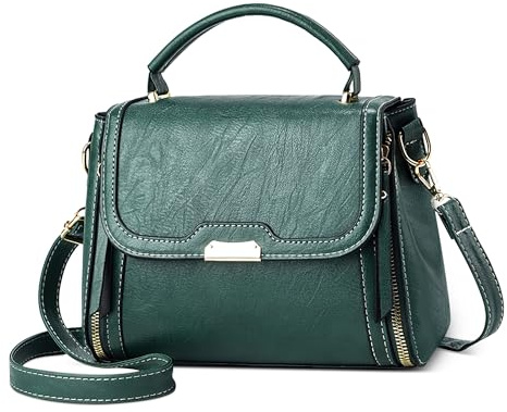 DORRISO Elegante Anti-Dieb Damen Handtaschen Umhängetasche Einfach Henkeltaschen Reisen Klein Groß Crossbody Tasche für Urlaub Einkaufen Party Büro Wasserdicht PU Leder Grün