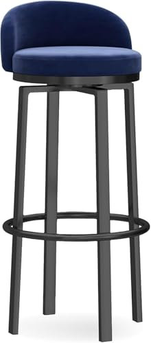 ZCEDZYSW Lot de 4 tabourets de bar pivotants, hauteur de comptoir avec dossier, tabourets de cuisine rembourrés pour comptoir de cuisine/bar à domicile, pieds gris dorés (pieds bleus et noirs)