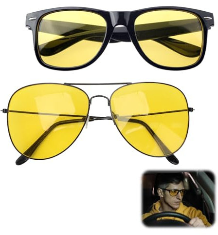 2 Stück Fahrbrille Nachtsichtbrille Autofahren für Herren Damen Blendschutz-Fahrbrille Polarisiert Sonnenbrille Astigmatismus-Nachtfahrbrille Geeignet für Nachtfahrten Radfahren Geschenke Muttertag