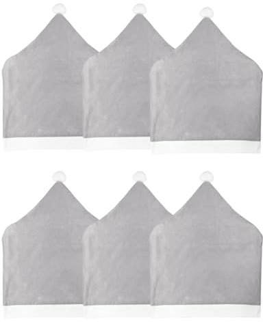 Morbuy Weihnachten Stuhlhussen 4-10er Set Nikolausmütze Esstisch Stühlen Set, 60x50cm Weihnachtsdeko Stuhlhussen Hussen für Esszimmerstühle, Weihnachtsfeier (Grau,6er Set)